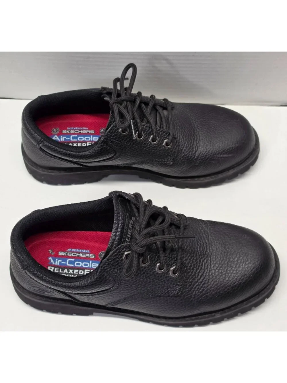 Skechers Work Cottonwood Jaken SR Shoes Mens 7.5 Black Leather Slip Resistant